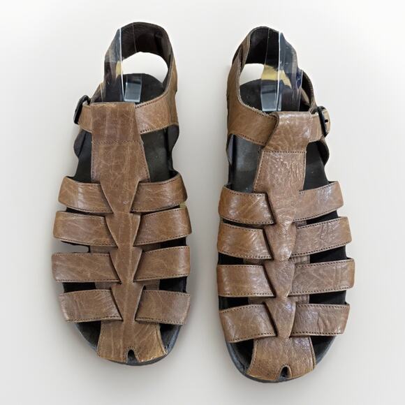 Mephisto Men's US 11 UK 45 Fisherman Sandals Leather Brown - Picture 3 of 8